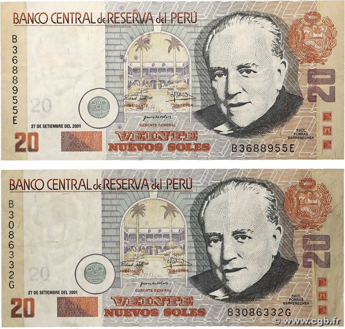 20 Nuevos Soles Lot PERU  2001 P.176a F+