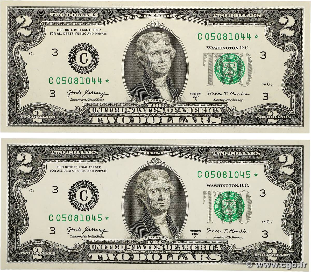 2 Dollars Remplacement ESTADOS UNIDOS DE AMÉRICA Philadelphie 2017 P.545* FDC