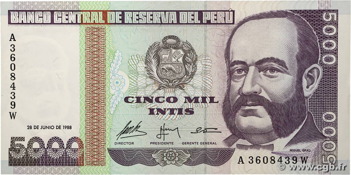 5000 Intis PÉROU  1988 P.137 pr.NEUF