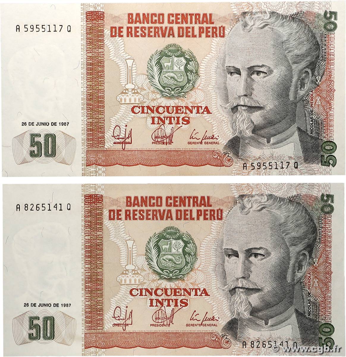 50 Intis Lot PÉROU  1987 P.131b pr.NEUF
