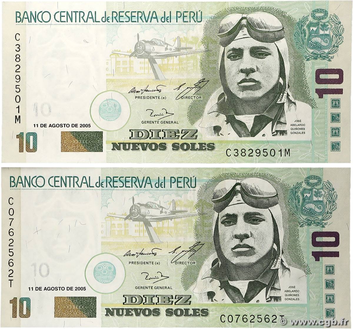 10 Nuevos Soles Lot PÉROU  2005 P.166var NEUF