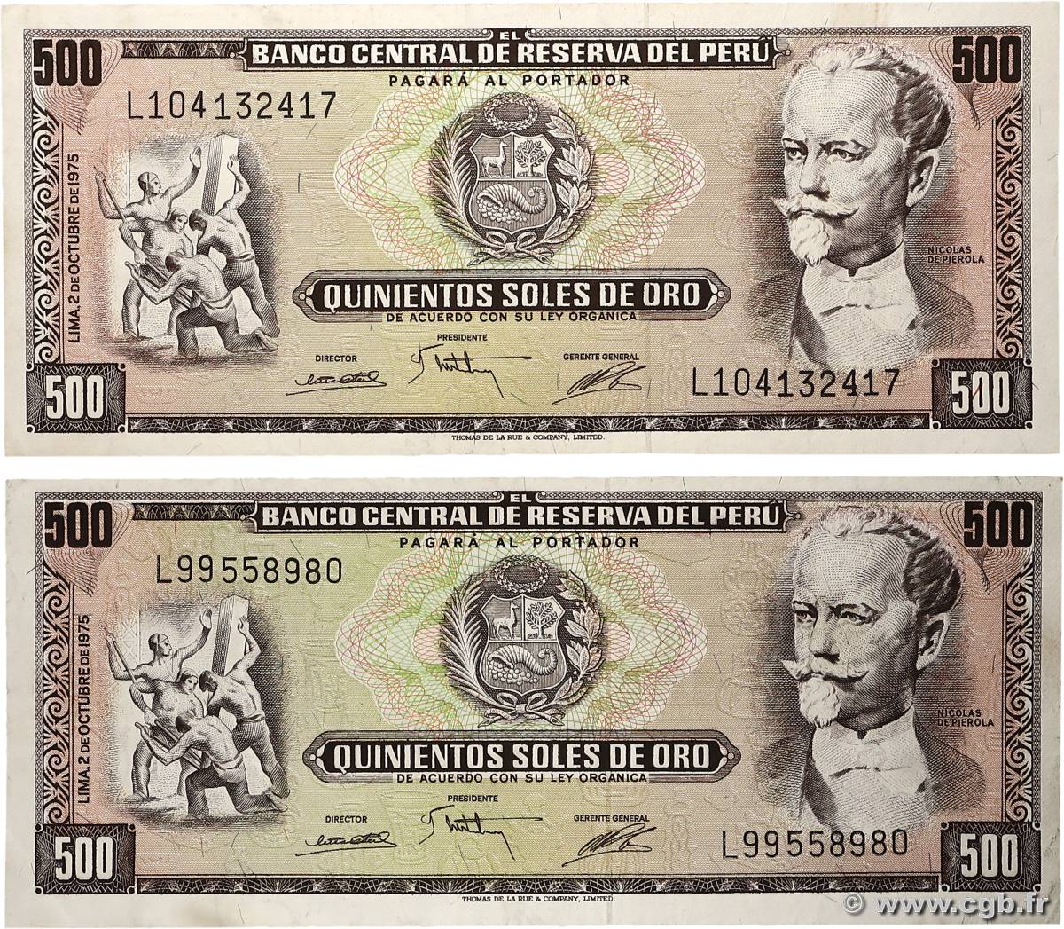 500 Soles de Oro Lot PÉROU  1975 P.110 SUP
