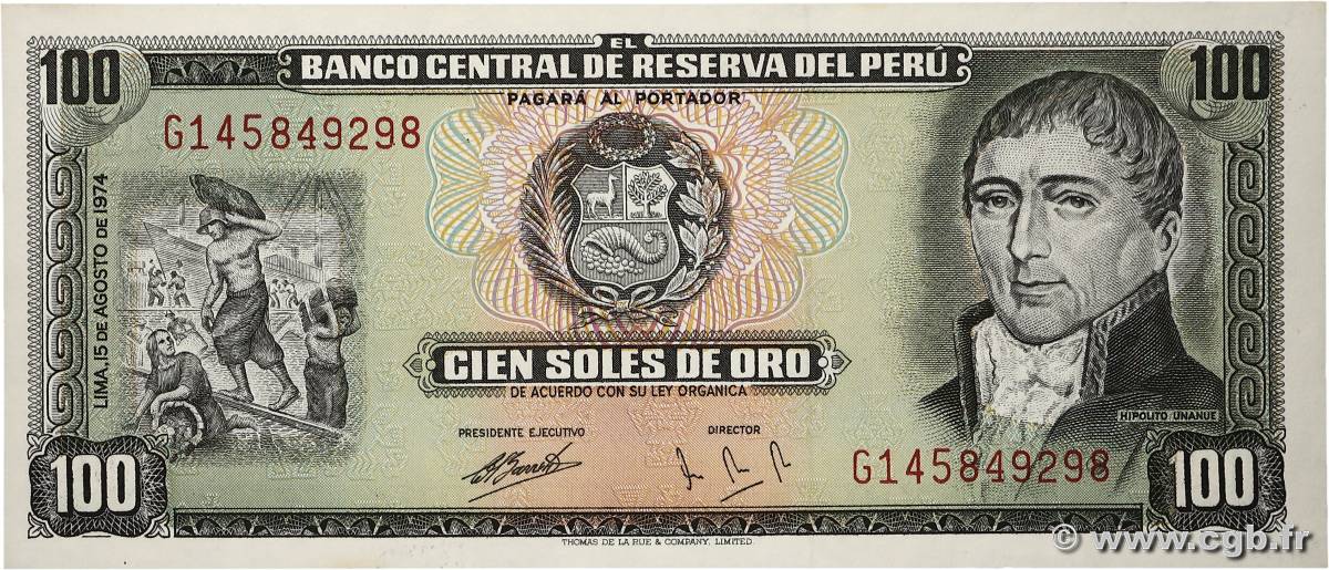 100 Soles de Oro PÉROU  1974 P.102c NEUF