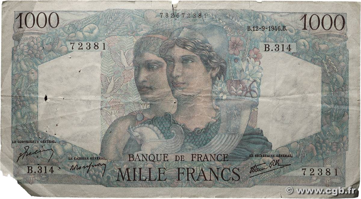 1000 Francs MINERVE ET HERCULE FRANCIA  1946 F.41.16 BC