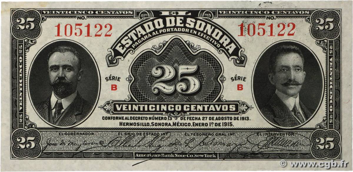 50 Centavos MEXICO Hermosillo 1915 PS.1070 UNC-