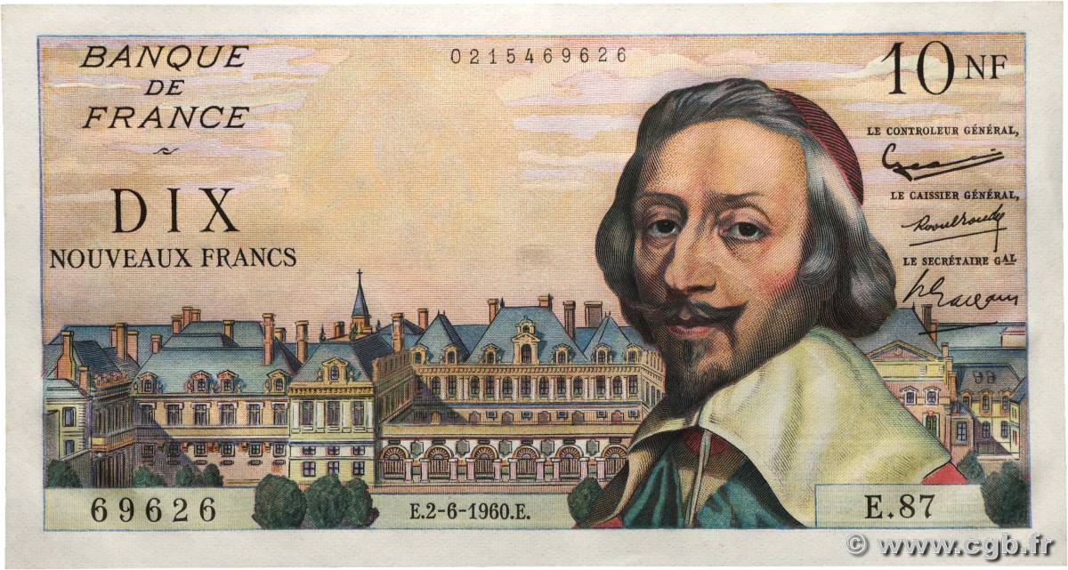 10 Nouveaux Francs RICHELIEU FRANCE  1960 F.57.08 AU
