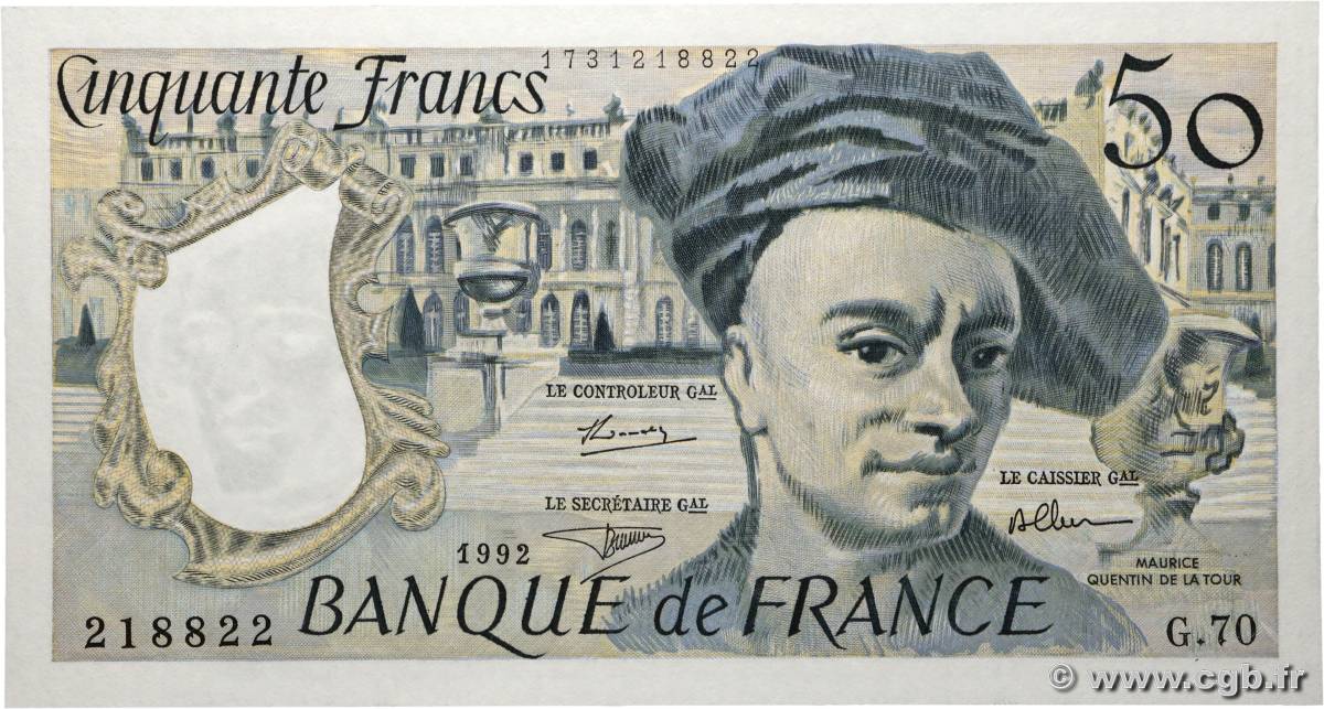 50 Francs QUENTIN DE LA TOUR FRANCE  1992 F.67.18 UNC