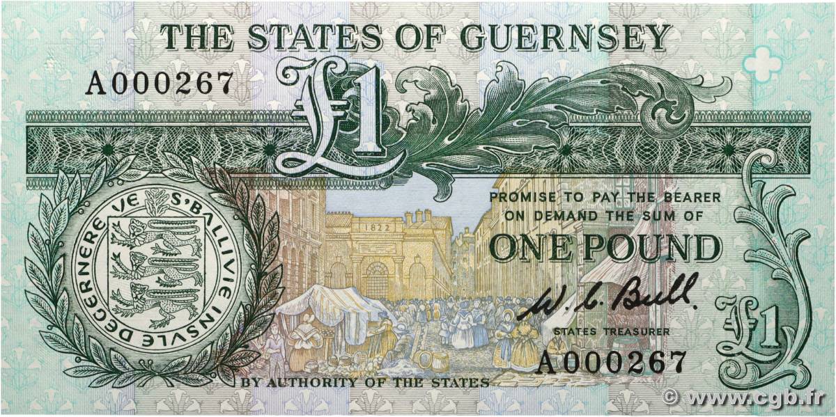 1 Pound Petit numéro GUERNSEY  1980 P.48a UNC