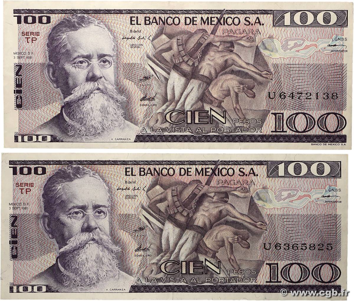 100 Pesos Lot MEXICO  1981 P.074b MBC