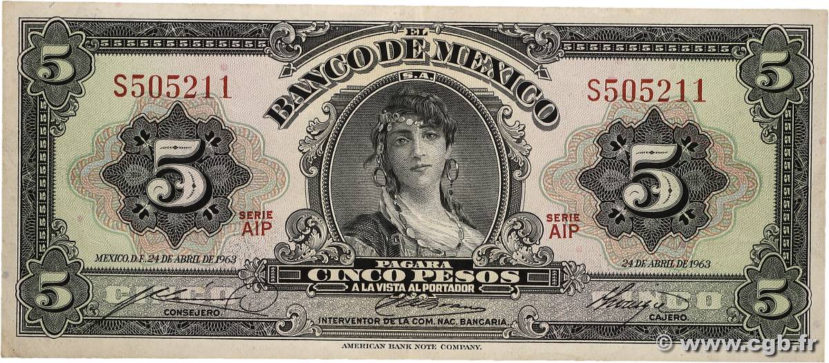 5 Pesos MEXIQUE  1963 P.060h SUP