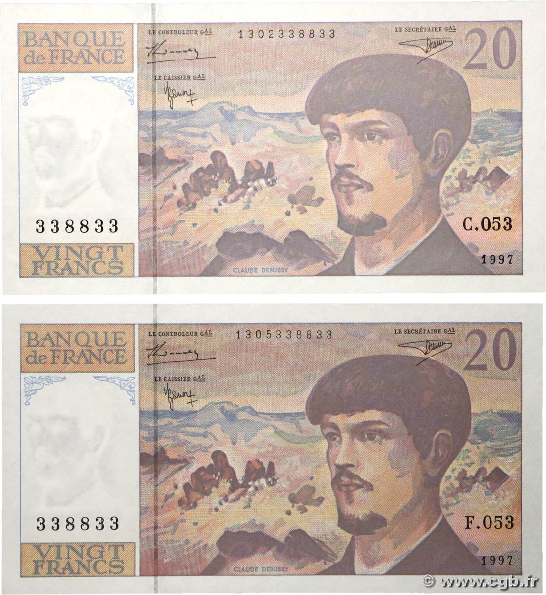 20 Francs DEBUSSY Modifié Lot FRANCE  1997 F.66ter.02 UNC