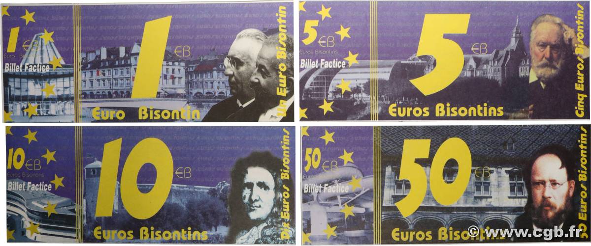 1 au 50 Euro Bisontin Lot FRANCE regionalism and various Besançon 1998  UNC-