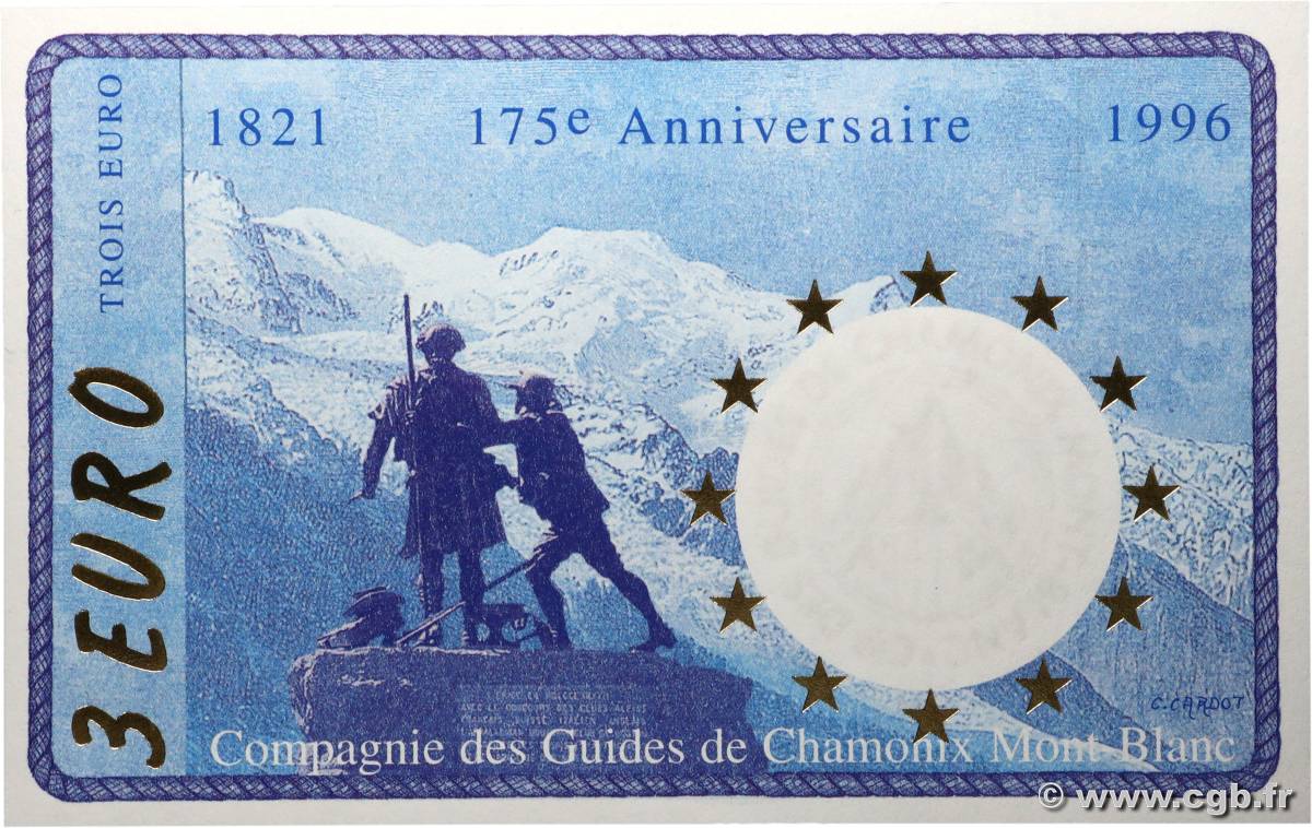 3 Euro  FRANCE regionalism and various Chamonix 1996  UNC
