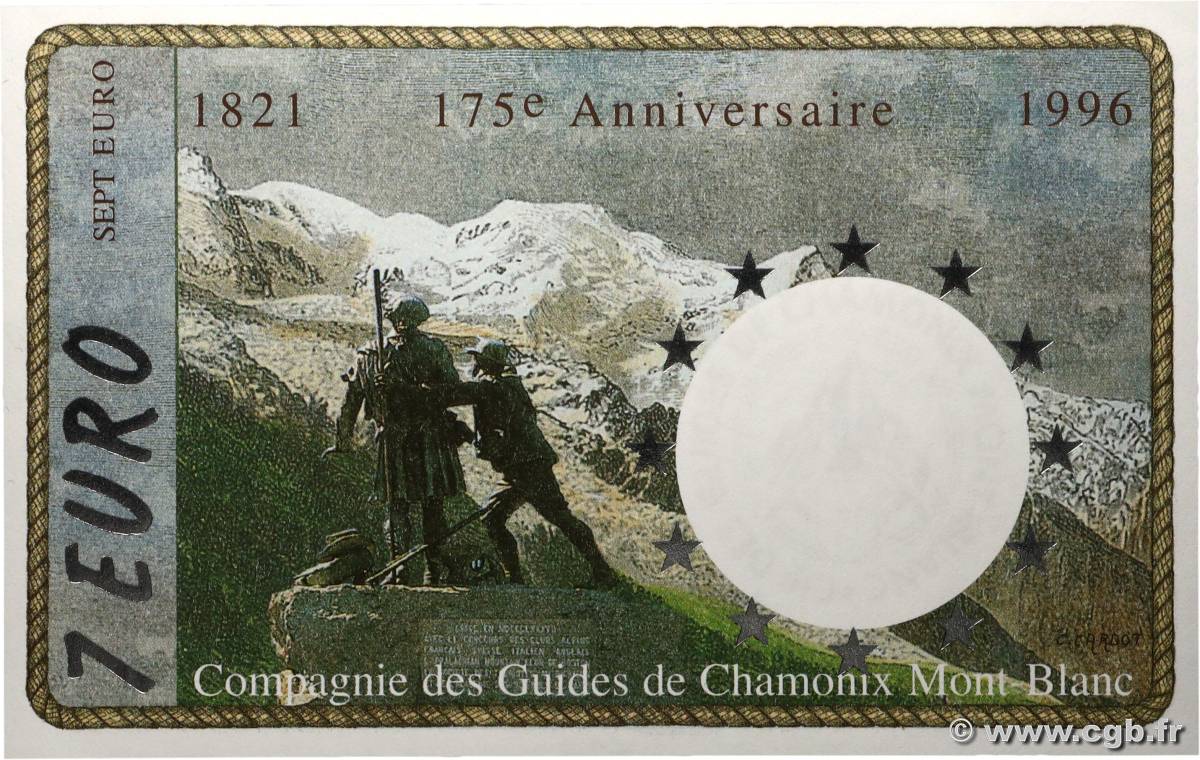 7 Euro  FRANCE regionalism and various Chamonix 1996  UNC