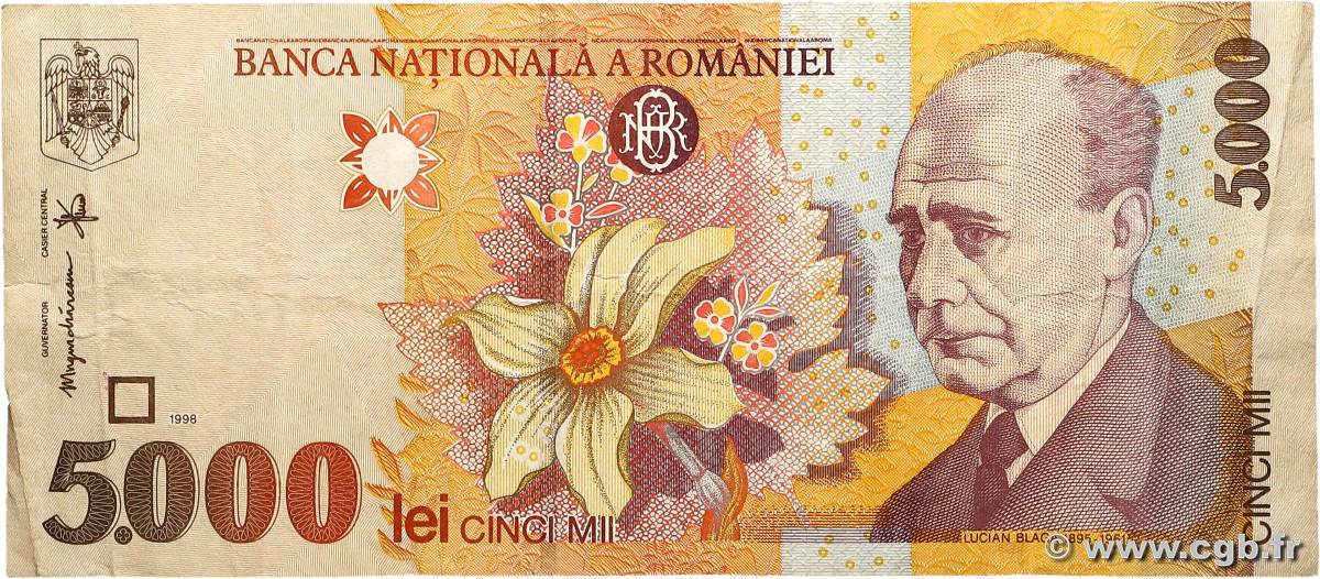 5000 Lei ROMANIA  1998 P.107b q.BB