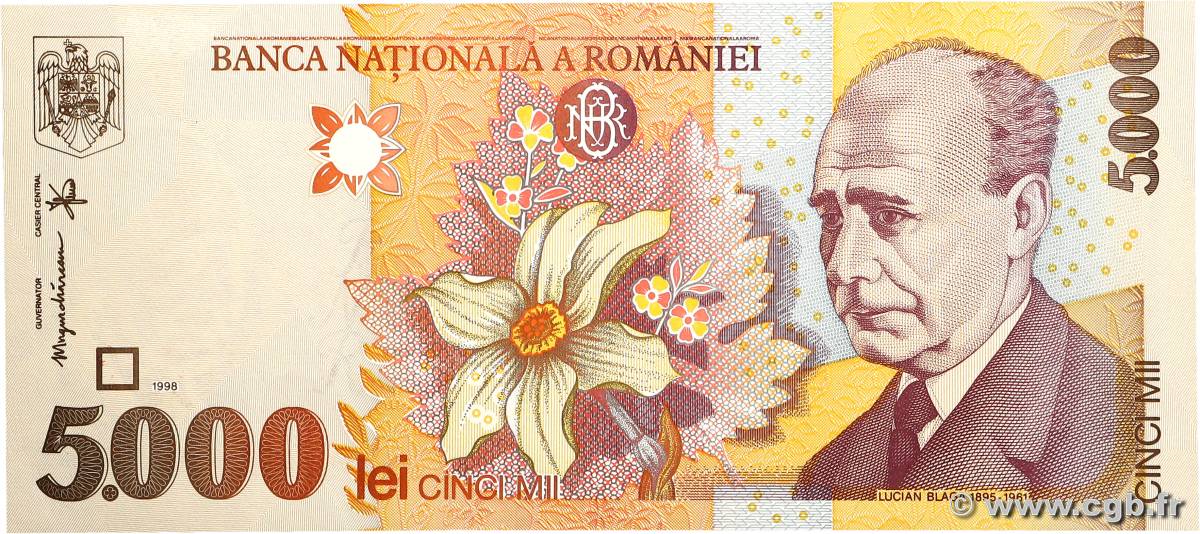 5000 Lei ROMANIA  1998 P.107b FDC