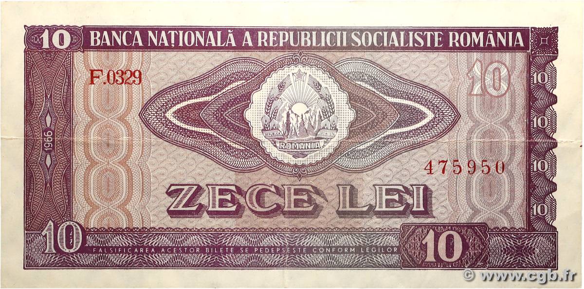 10 Lei ROMANIA  1966 P.094a q.SPL