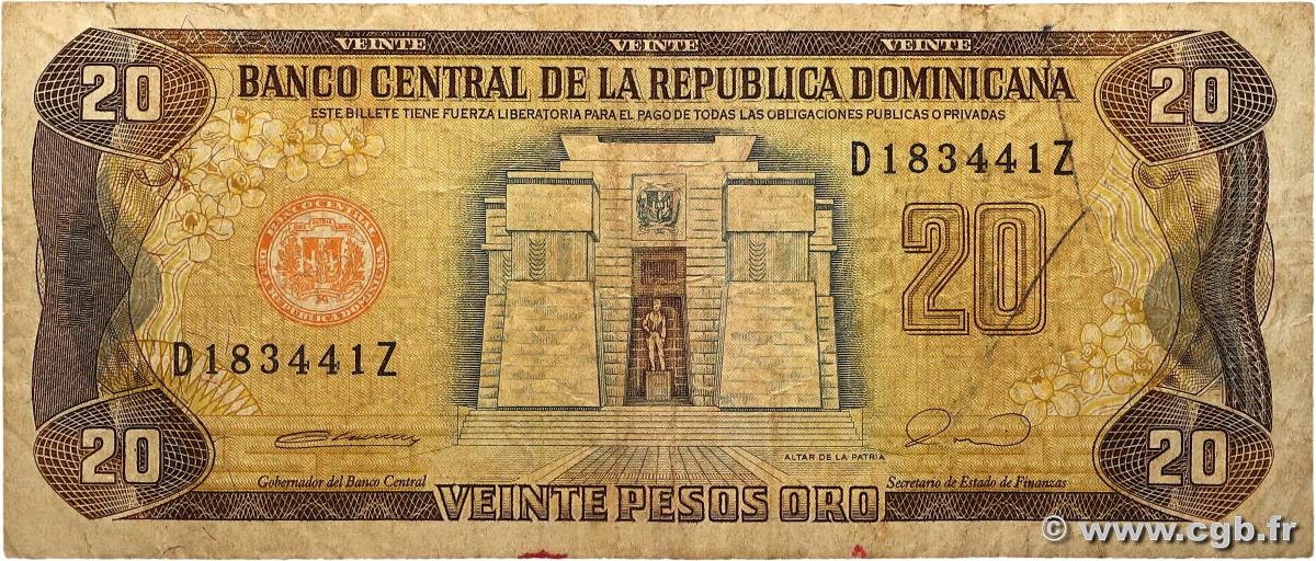 20 Pesos Oro RÉPUBLIQUE DOMINICAINE  1990 P.133 B