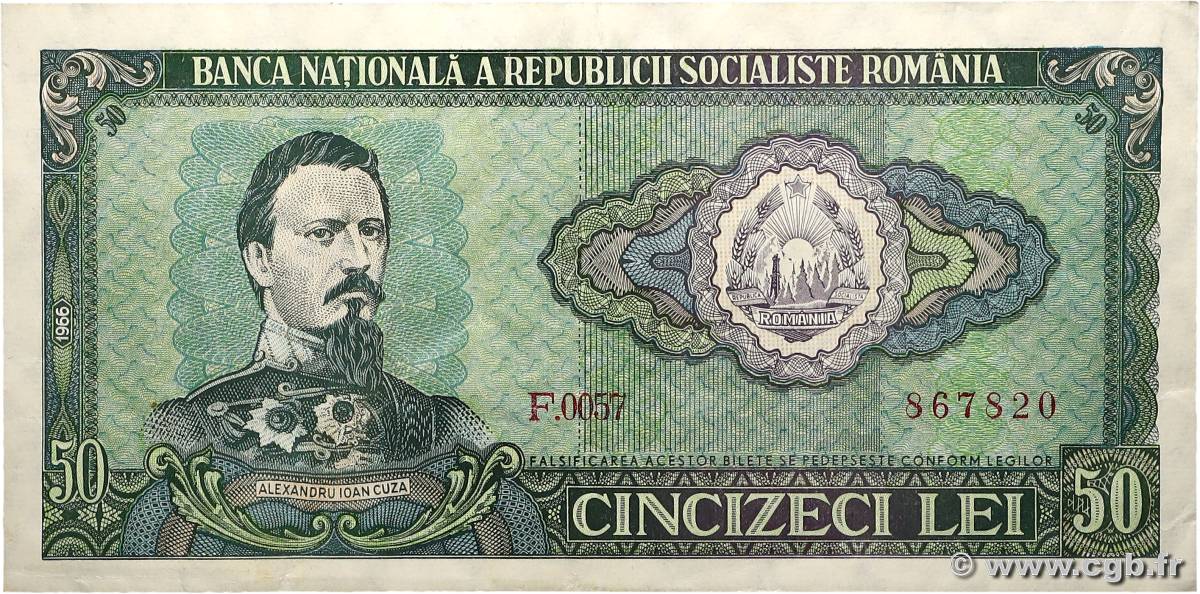 50 Lei ROMANIA  1966 P.096a q.SPL