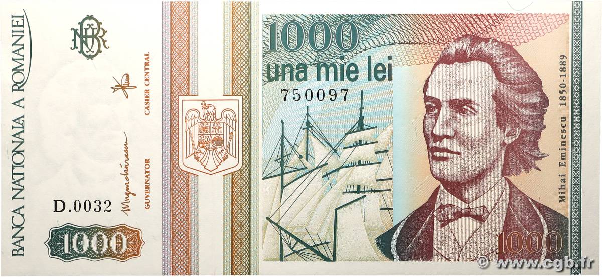 1000 Lei ROMANIA  1993 P.102 q.FDC