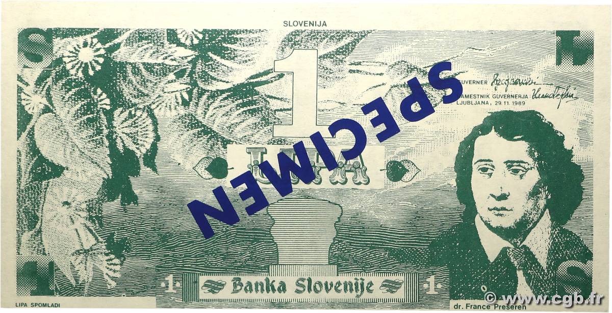 1 Lipa Spécimen SLOVENIA  1989 P.- q.FDC