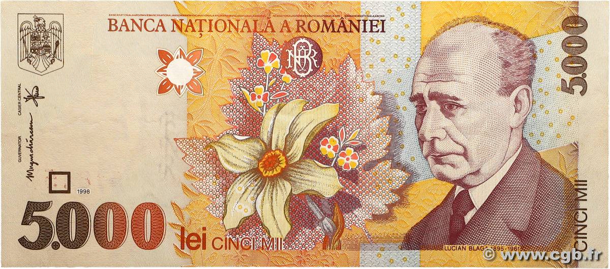 5000 Lei ROMANIA  1998 P.107a q.SPL