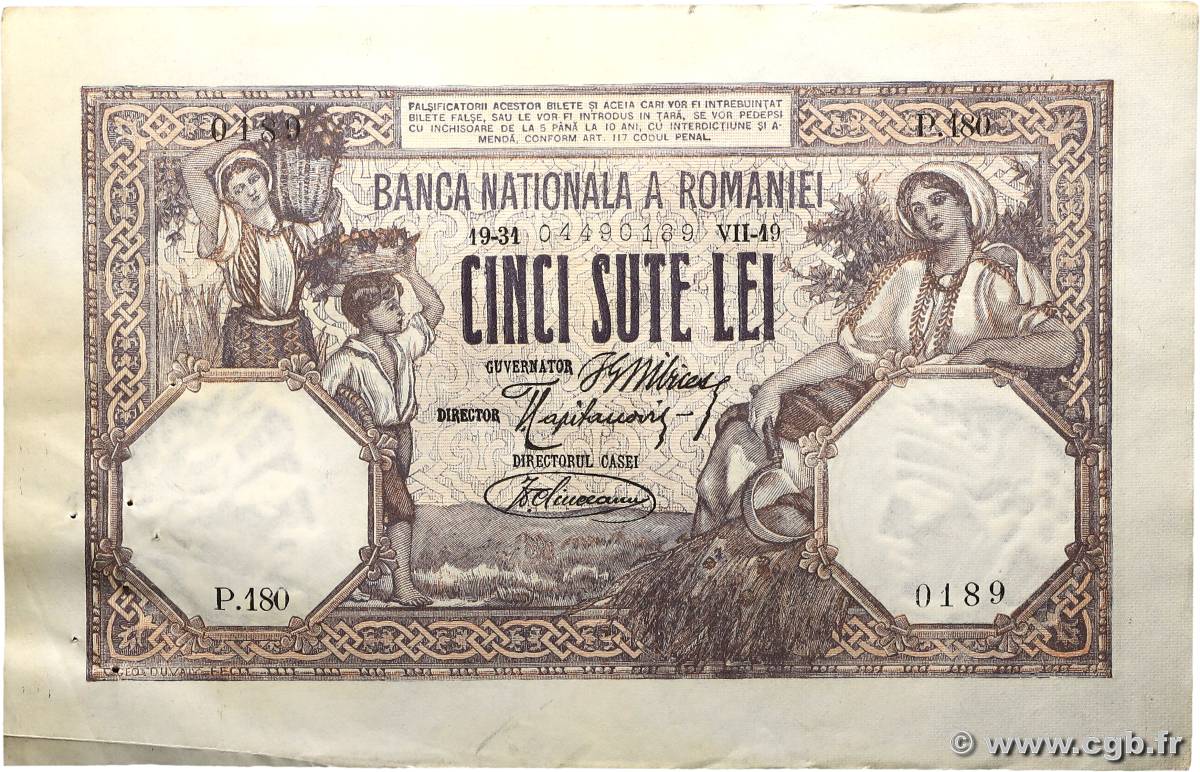 500 Lei ROMANIA  1919 P.022c q.SPL