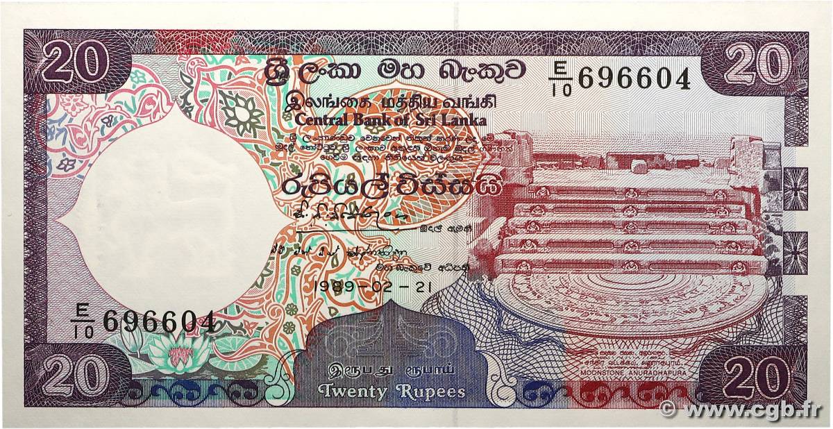 20 Rupees SRI LANKA  1989 P.097b FDC