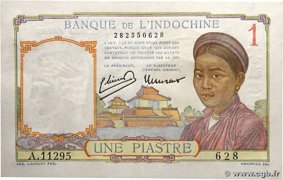 1 Piastre INDOCHINE FRANÇAISE  1949 P.054e pr.NEUF