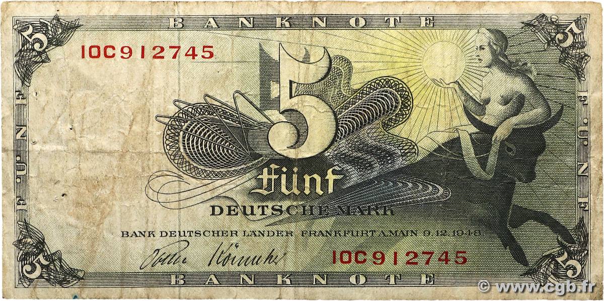 5 Deutsche Mark GERMAN FEDERAL REPUBLIC  1948 P.13i F