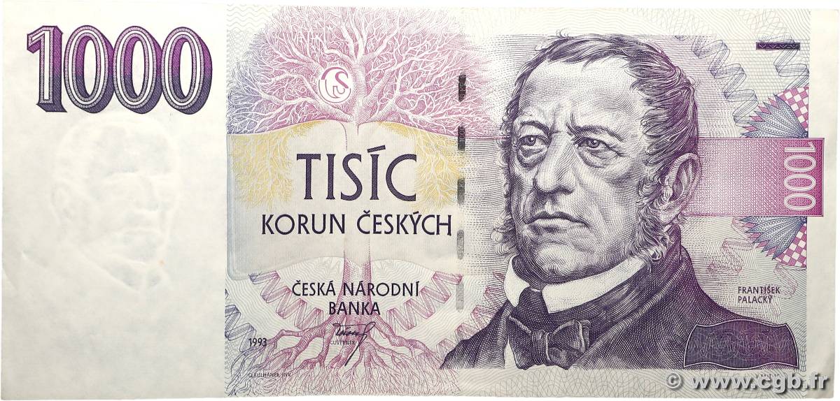 1000 Korun CZECH REPUBLIC  1993 P.08a XF+