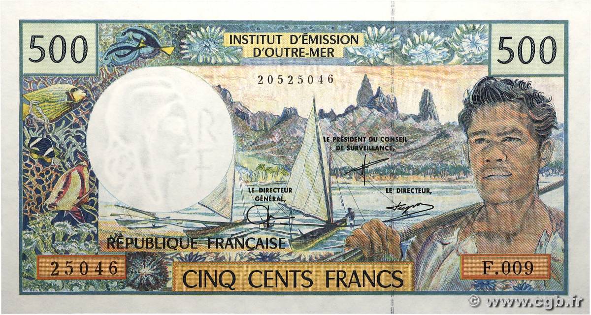 500 Francs POLYNESIA, FRENCH OVERSEAS TERRITORIES  1992 P.01d  UNC-