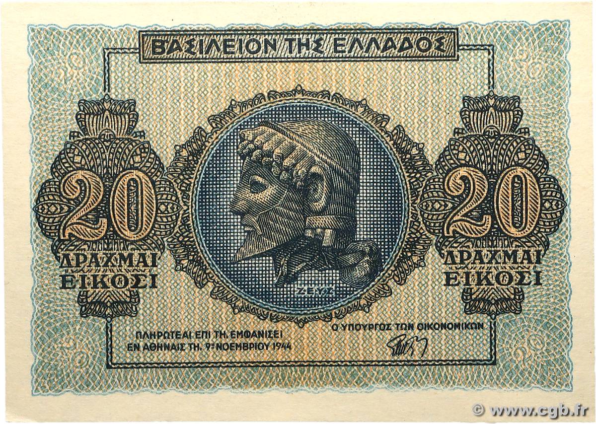 20 Drachmes GRÈCE  1944 P.323 NEUF