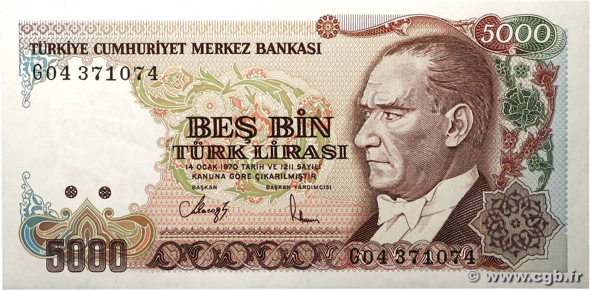 5000 Lira TURQUíA  1970 P.198 SC+