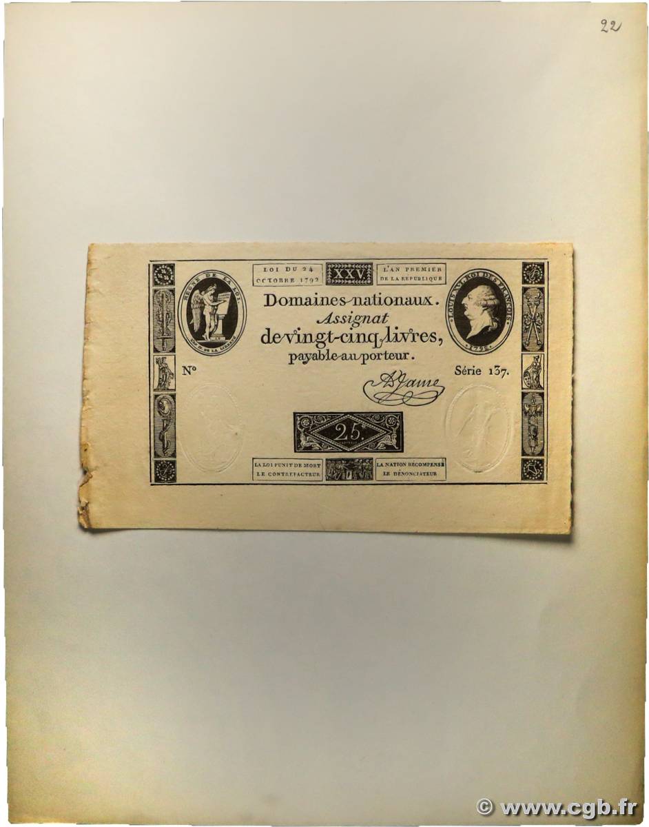 25 Livres FRANCIA  1792 Ass.37a EBC