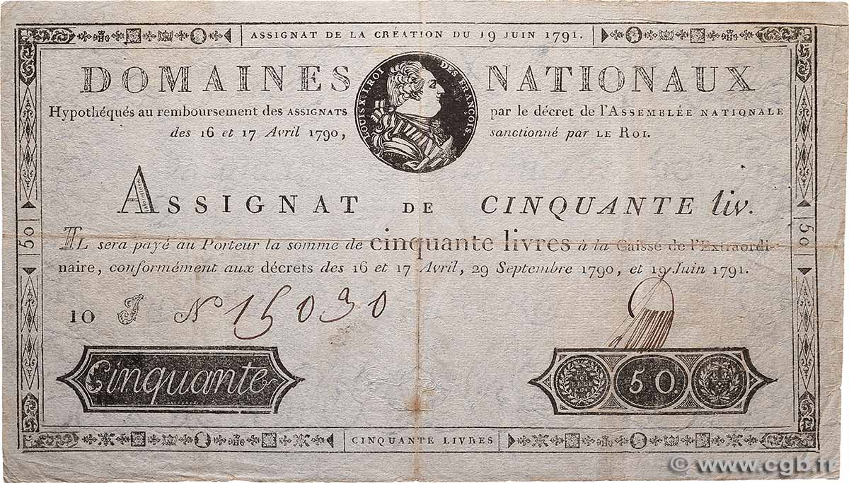 50 Livres FRANCIA  1791 Ass.13a BC+