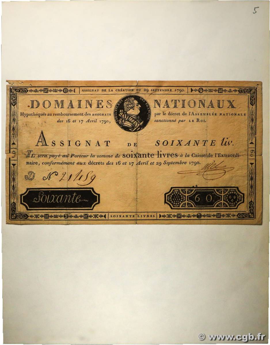 60 Livres FRANKREICH  1790 Ass.05a fS