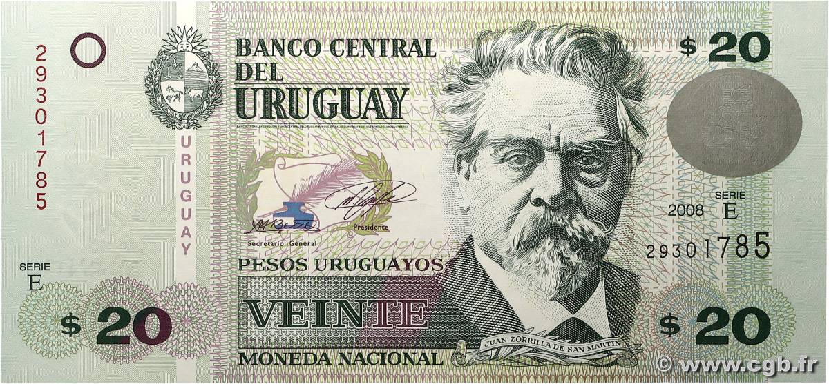 20 Pesos Uruguayos URUGUAY  2008 P.086a NEUF