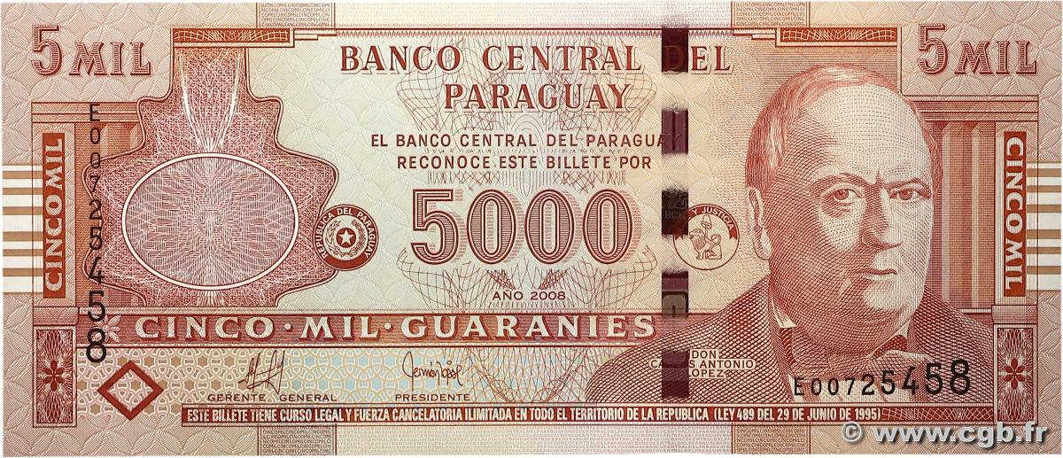 5000 Guaranies PARAGUAY  2008 P.223b ST