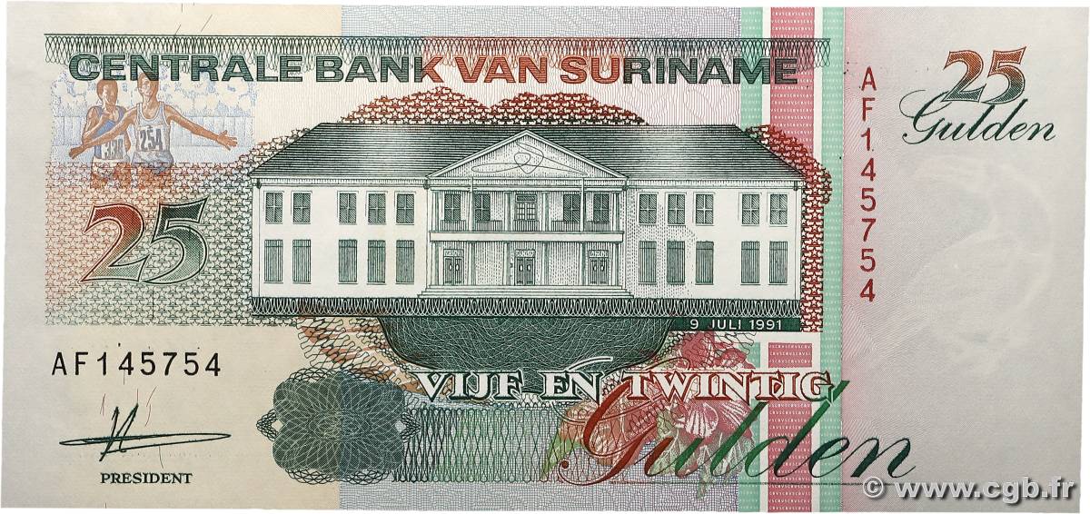 25 Gulden SURINAM  1991 P.138a UNC-