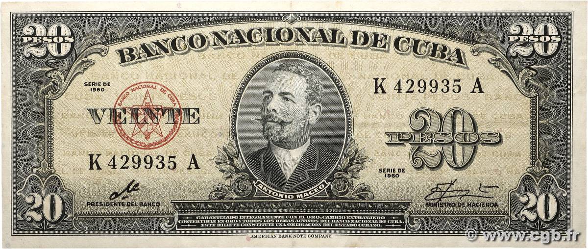 20 Pesos  CUBA  1960 P.080c VF+