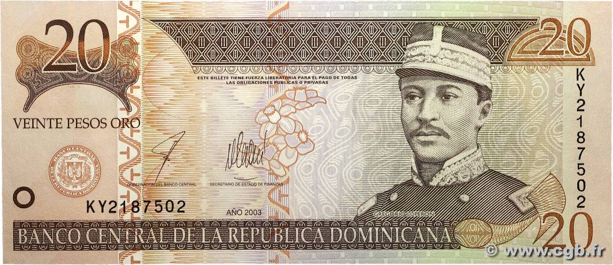 20 Pesos Oro RÉPUBLIQUE DOMINICAINE  2003 P.169c pr.NEUF