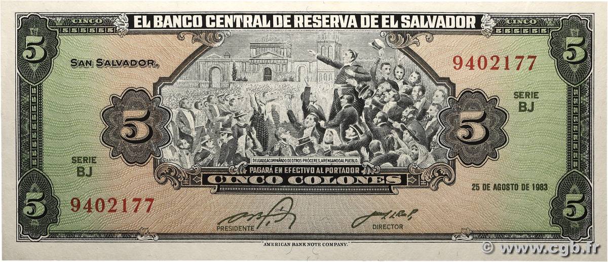 5 Colones SALVADOR  1983 P.134a pr.NEUF