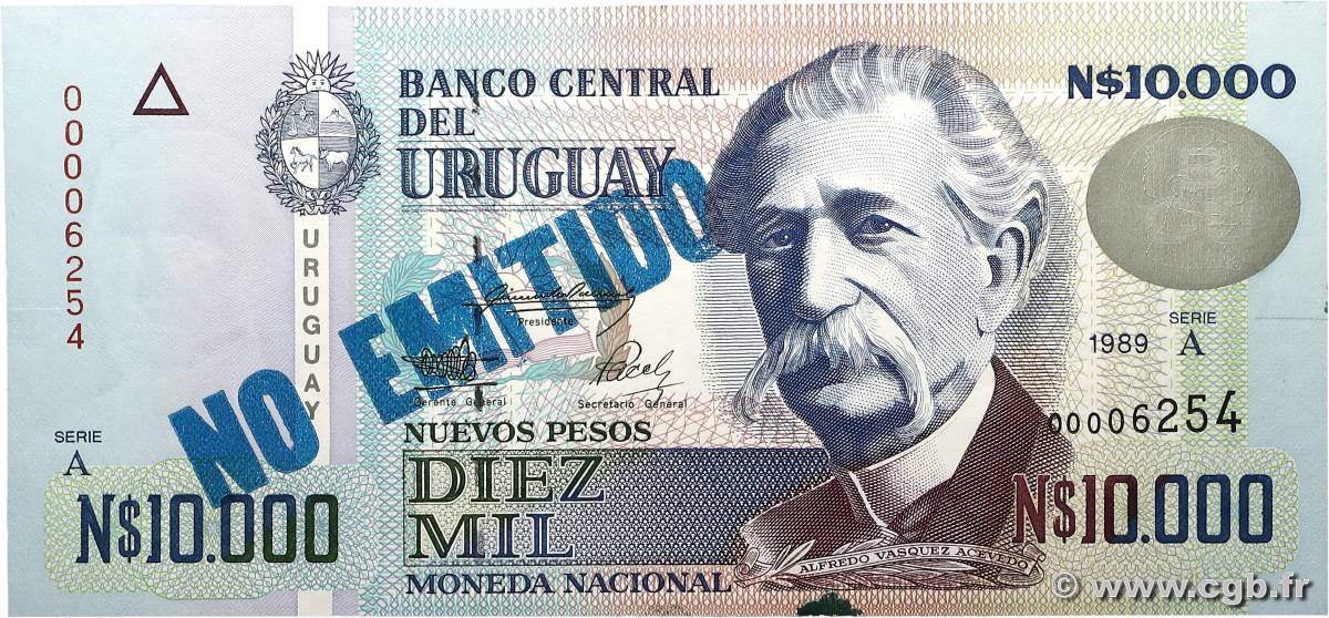 10000 Nuevos Pesos URUGUAY  1989 P.068B FDC