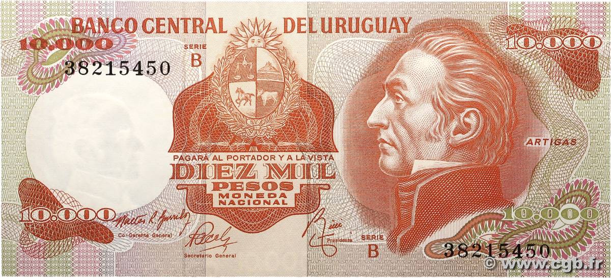 10000 Pesos URUGUAY  1974 P.053b UNC