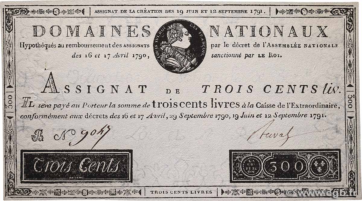 300 Livres Faux FRANKREICH  1791 Ass.18f VZ+