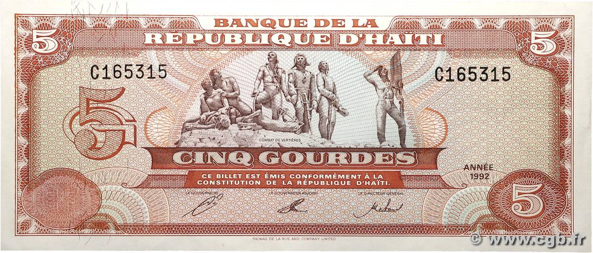 5 Gourdes HAÏTI  1992 P.261 XF