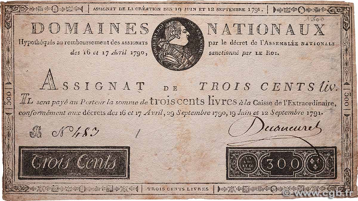 300 Livres Faux FRANCE  1791 Ass.18f TB+