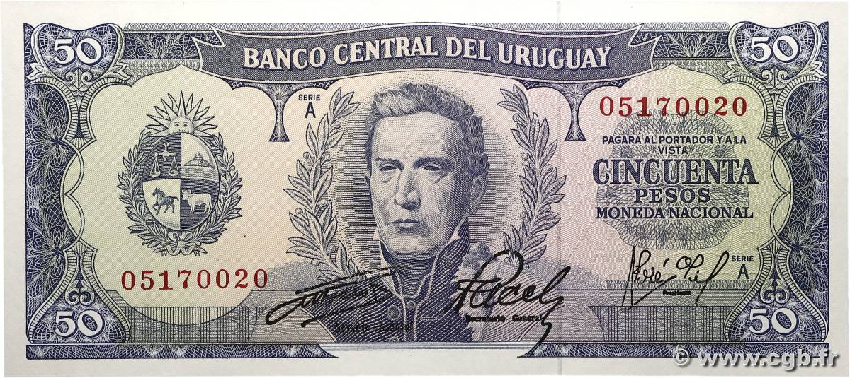 50 Pesos URUGUAY  1967 P.046a FDC