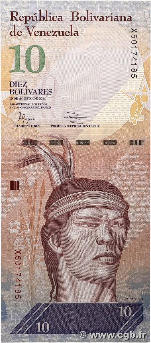 10 Bolivares VENEZUELA  2014 P.090e UNC